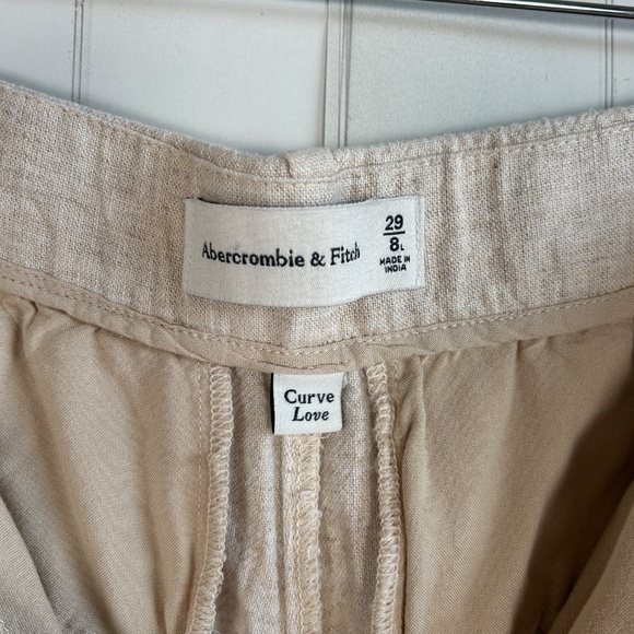 Abercrombie & Fitch women size 8L linen blend pant wide leg curve love beige - Picture 10 of 12